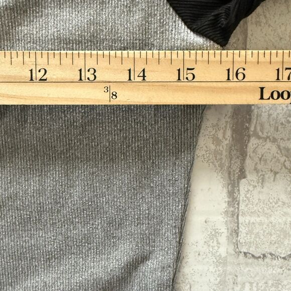 Y2K Style Raglan Long Sleeve Cropped Crew Neck Ribbed Black And Gray Shirt Top M - Picture 6 of 8